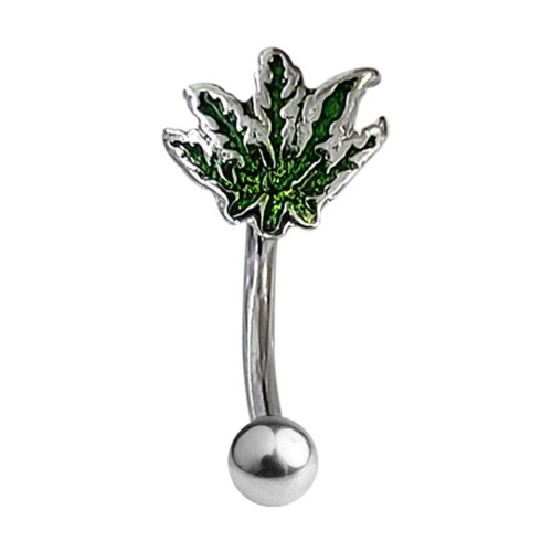 Pot Leaf Eyebrow Barbell Piercings