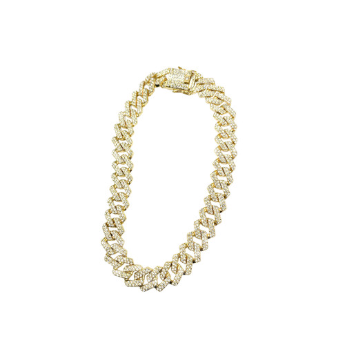 Cuban Link Necklace Chain 18" Gold Paved CZ Bling 13.5mm Non Tarnish Man Woman