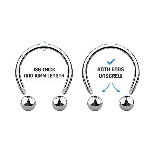 Externally Threaded Horseshoe Rings Circular Barbell