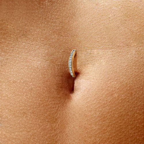 14K Gold CNC Set CZ Belly Ring