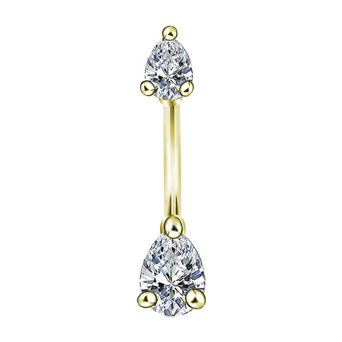 Teardrop CZ Curved Belly Rings Teardrop CZ Curved Belly Rings