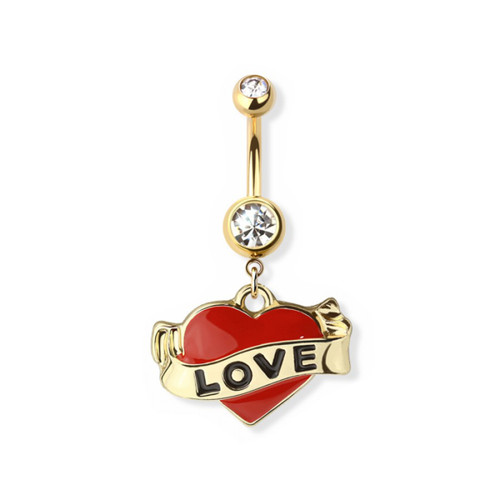 Dangle Heart Naval Ring Piercing Body Jewelry