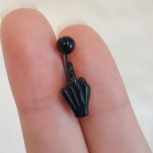 14G Middle Finger Belly Ring