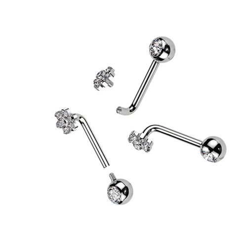 Titanium CZ Flower L Bent Christina Piercing