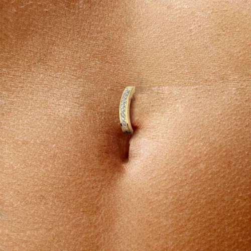 Titanium CNC Set CZ Hinged Belly Button Rings