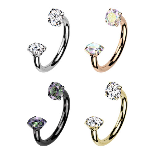 Prong Set CZ Circular Barbell Prong Set CZ Circular Barbell