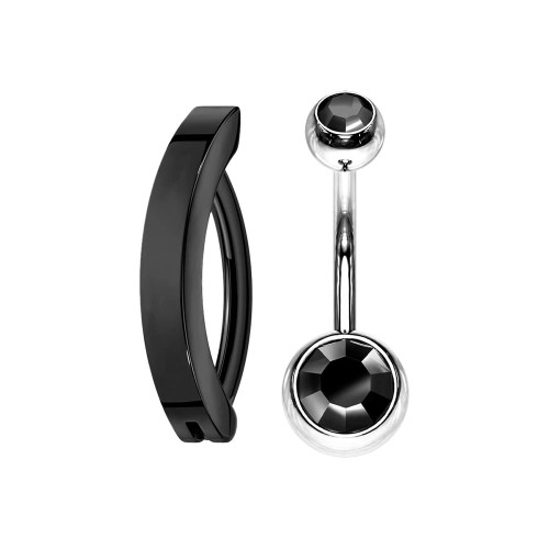 PVD Black Hinged Belly Button Ring