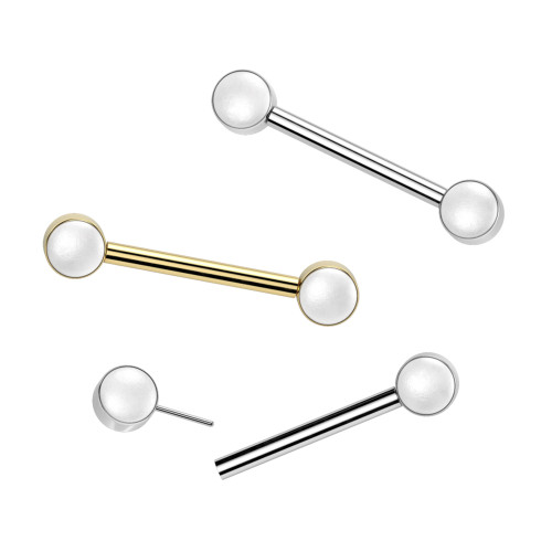 Front Facing Pearl Nipple Barbell Front Facing Pearl Nipple Barbell