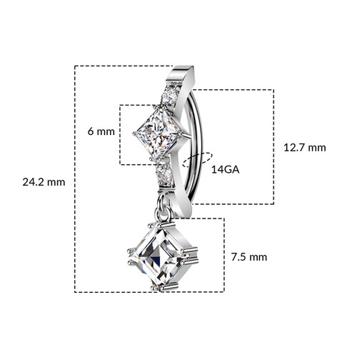 CNC Set CZ Belly Button Ring