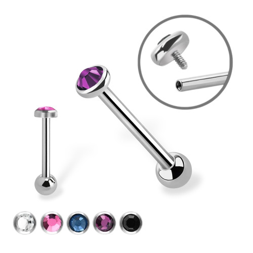Bezel CZ Top Tongue Barbell Bezel CZ Top Tongue Barbell