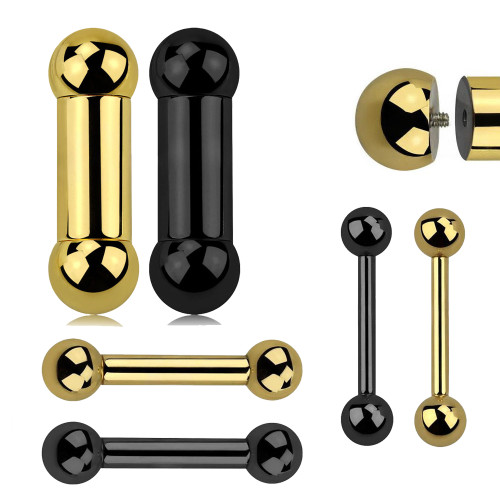 PVD Plated Internal Threaded Steel Straight Barbells