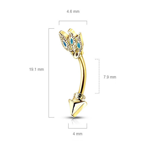 Turquoise Feathers Tribal Arrow Curved Barbells