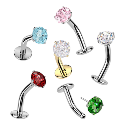 Floating Convex Base CZ Belly Ring