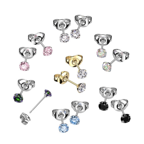 Prong Set CZ Studs Earrings