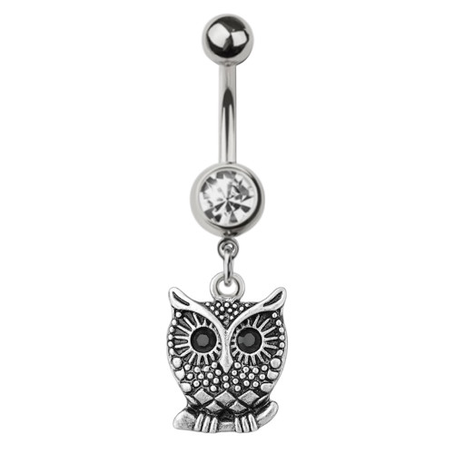 Owl CZ Belly Button Rings