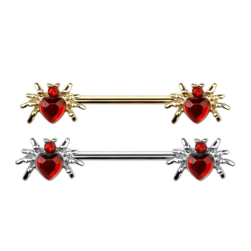 Red CZ Spider End Nipple Barbells