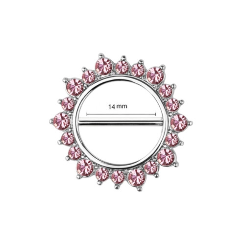 14G CZ Sunburst Clicker Nipple Shield Rings