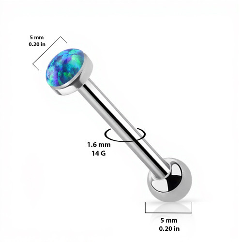 Titanium Opal Tops Tongue Barbell