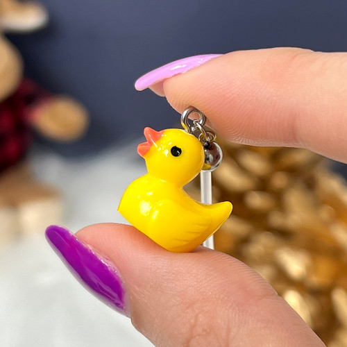 14G Bioflex PTFE Clear Acrylic Dangle Duck Pregnancy Belly Button Ring