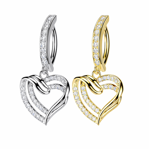 Heart Dangle Belly Ring Piercing
