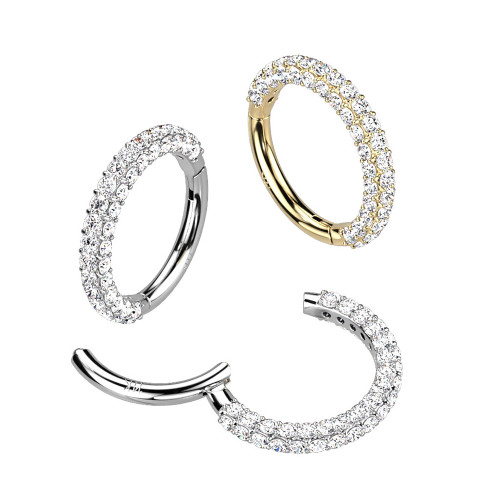 Triple Side Paved CZ Hinged Segment Ring