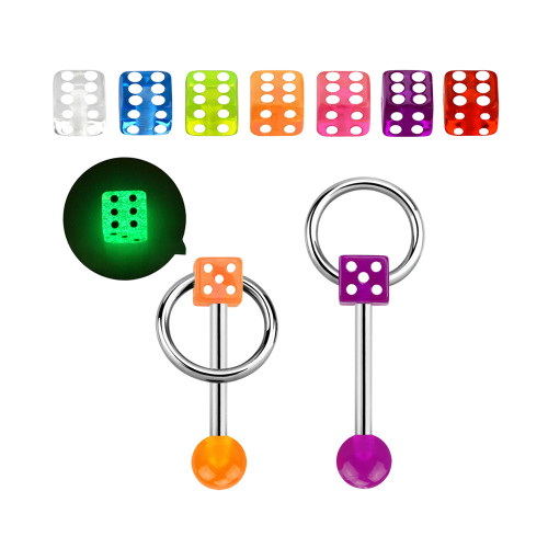Glow In Dark Dice Tongue Barbells Piercings
