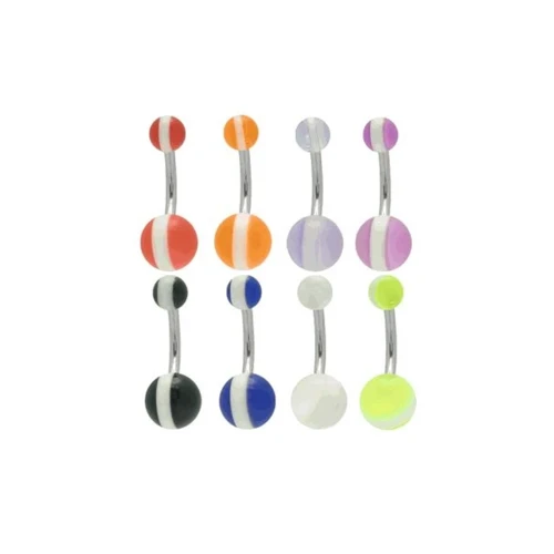 Acrylic Striped Belly Button Ring Piercing
