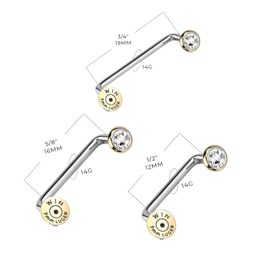 CZ Surface Staple Barbells Piercings Jewelry