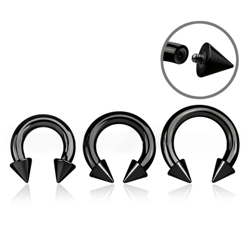 PVD Black Spike Horseshoe Circular Barbells