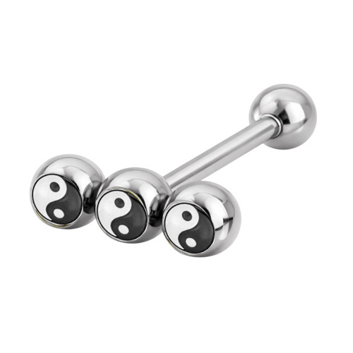 Triple Yin Yang Logo Tongue Barbells