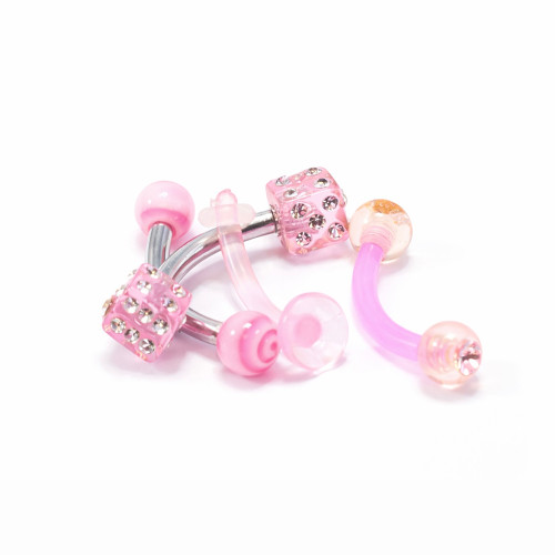 4PCS Dice Ball CZ Curved Barbells