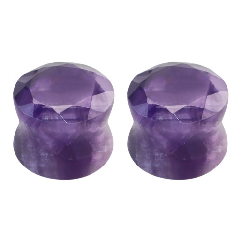 Amethyst Stone Double Flare Ear Plugs