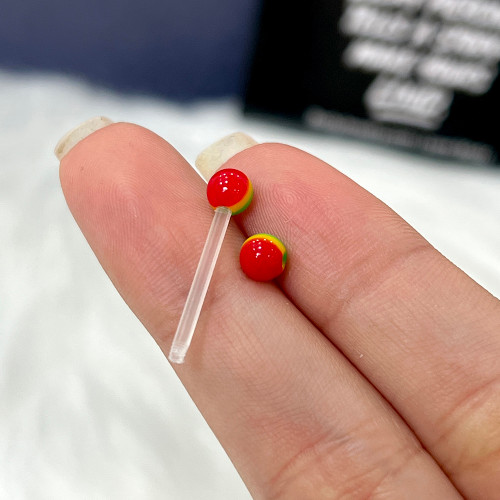 14G Stripe Ball Flexible Acrylic Tongue Barbells