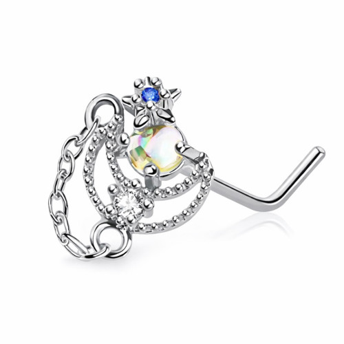 Chain Star Moon L Shape Nose Studs