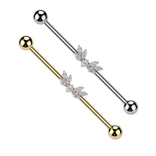 Marquise CZ Wings Industrial Barbell
