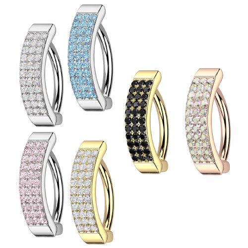 Triple Line CZ Hinged Belly Rings