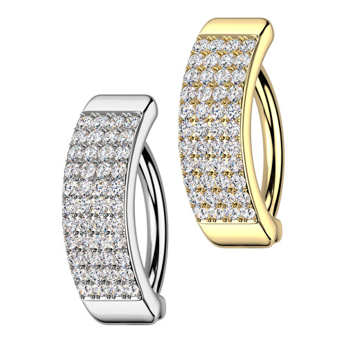 Four Line CZ Hinged Belly Button Rings