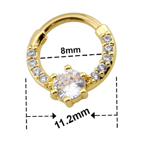 16G Round CZ Hinged Clicker Segment Rings Piercings Jewelry