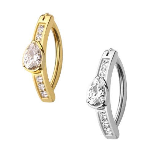 CZ Teardrop Hinged Belly Button Rings