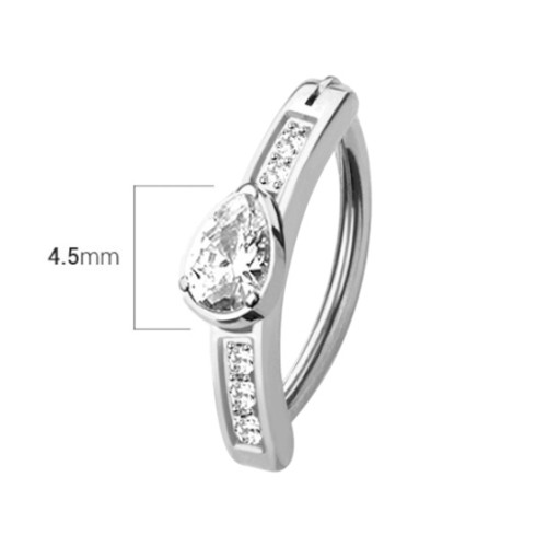 14G Teardrop Paved CZ Hinged Clicker Belly Button Rings