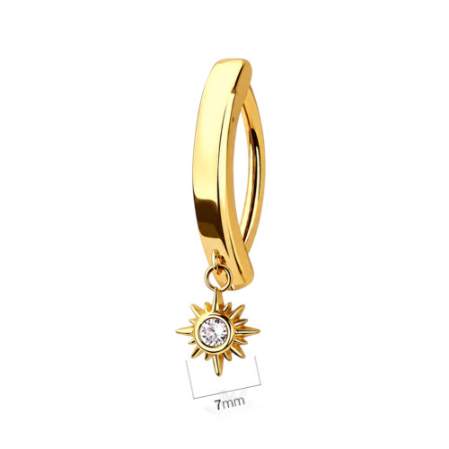 14G Dangle Sun CZ Hinged Clicker Belly Button Rings