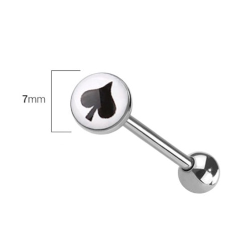 14G Poker Card Logo Tongue Rings Barbells