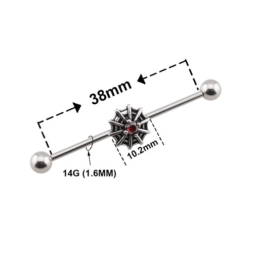 14G Halloween Spider Web CZ Industrial Barbell