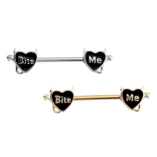 Bite Me Heart Shape Nipple Barbell
