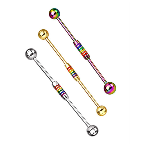 Rainbow Striped Industrial Barbells