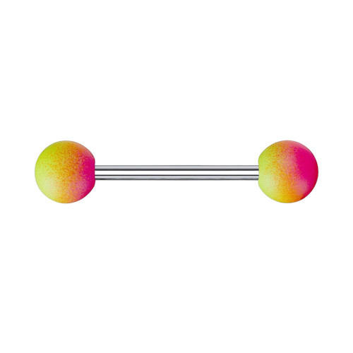Pink Yellow Rubber Ball Straight Barbell Piercing