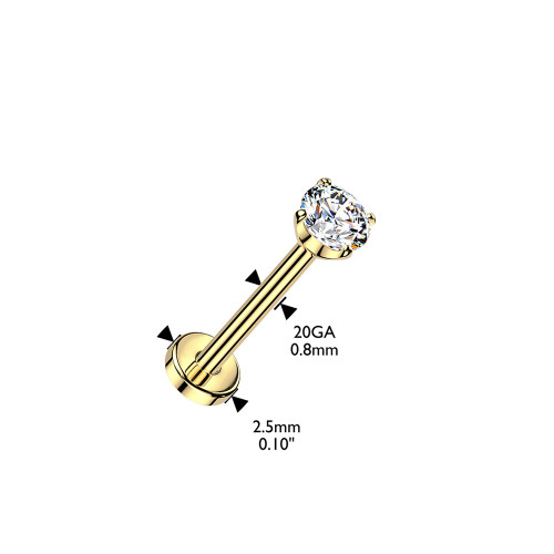 20G Prong Diamond Gems Labret Flat Back Studs