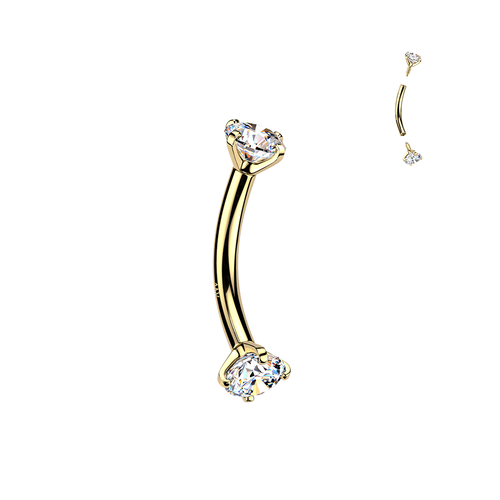 16G Diamond End Curved Barbell
