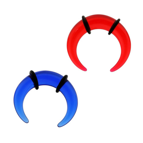 Red Blue Acrylic Pincher Septum Tapers Large Gauges