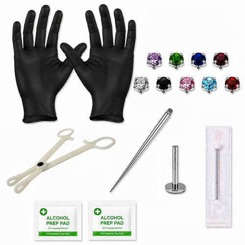 Titanium Flat Back Labret Studs Professional Piercing Kit